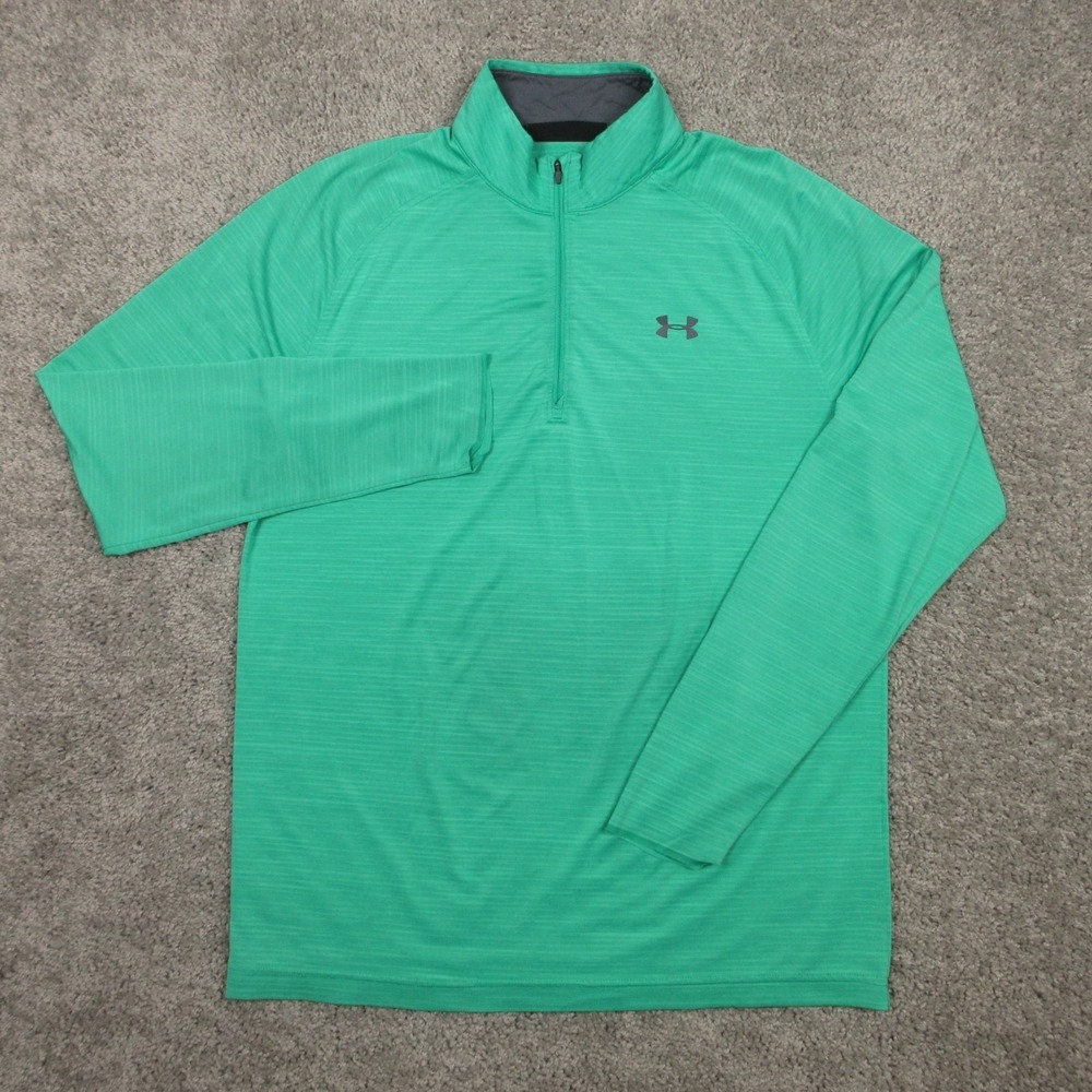 Under Armour Sweater Mens Medium Green Performance Golf Quarter Zip Lightweight